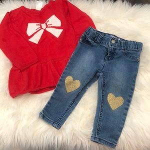 Carter's top cat and Jack jeans